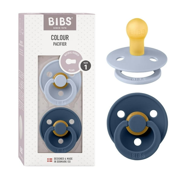 Chupones BIBS Dusty Blue Steel Blue de Tetina Redonda de Látex Natural 0 a 6 Meses