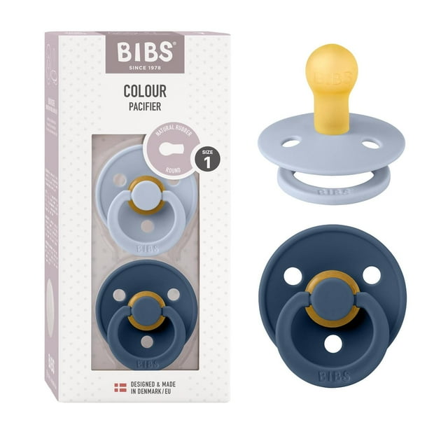 Chupones BIBS Dusty Blue Steel Blue de Tetina Redonda de Látex Natural 0 a 6 Meses