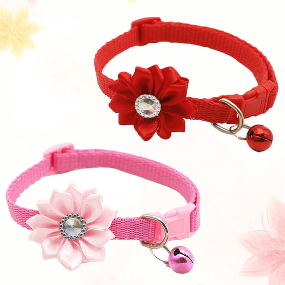 LULULION Pet Necklace Dog Floral Collar PP 2Pack Pink