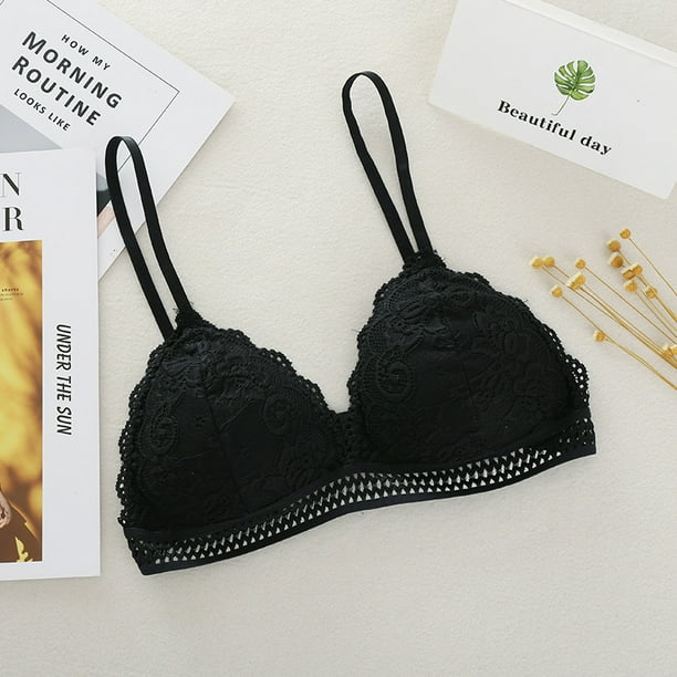 Ropa interior para mujer, sujetador de encaje francés, sujetador ajustable, fino, sexy, copa triangular en V profunda, sujetador para mujer