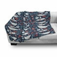 thumbnail image 3 of Narwhal Soft Flannel Fleece Throw Blanket, Arctic Ocean Fauna School of Fish and Jellyfish Sketch, Cozy Plush for Indoor and Outdoor Use, 50" x 60", Royal Blue Baby Blue, by Ambesonne, 3 of 6