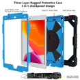 thumbnail image 3 of Dteck Case for iPad 9th Generation 10.2-inch,iPad 8th/7th Gen 10.2" Shockproof Rubber Armor 3-Layer Protection Case Hybrid Kickstand Cover with Adjustable Shoulder/Hand Strap,Blue+Black, 3 of 7