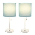 thumbnail image 3 of LimeLights White Stick Lamp with USB charging port and Fabric Shade 2 Pack Set, Aqua, 3 of 11