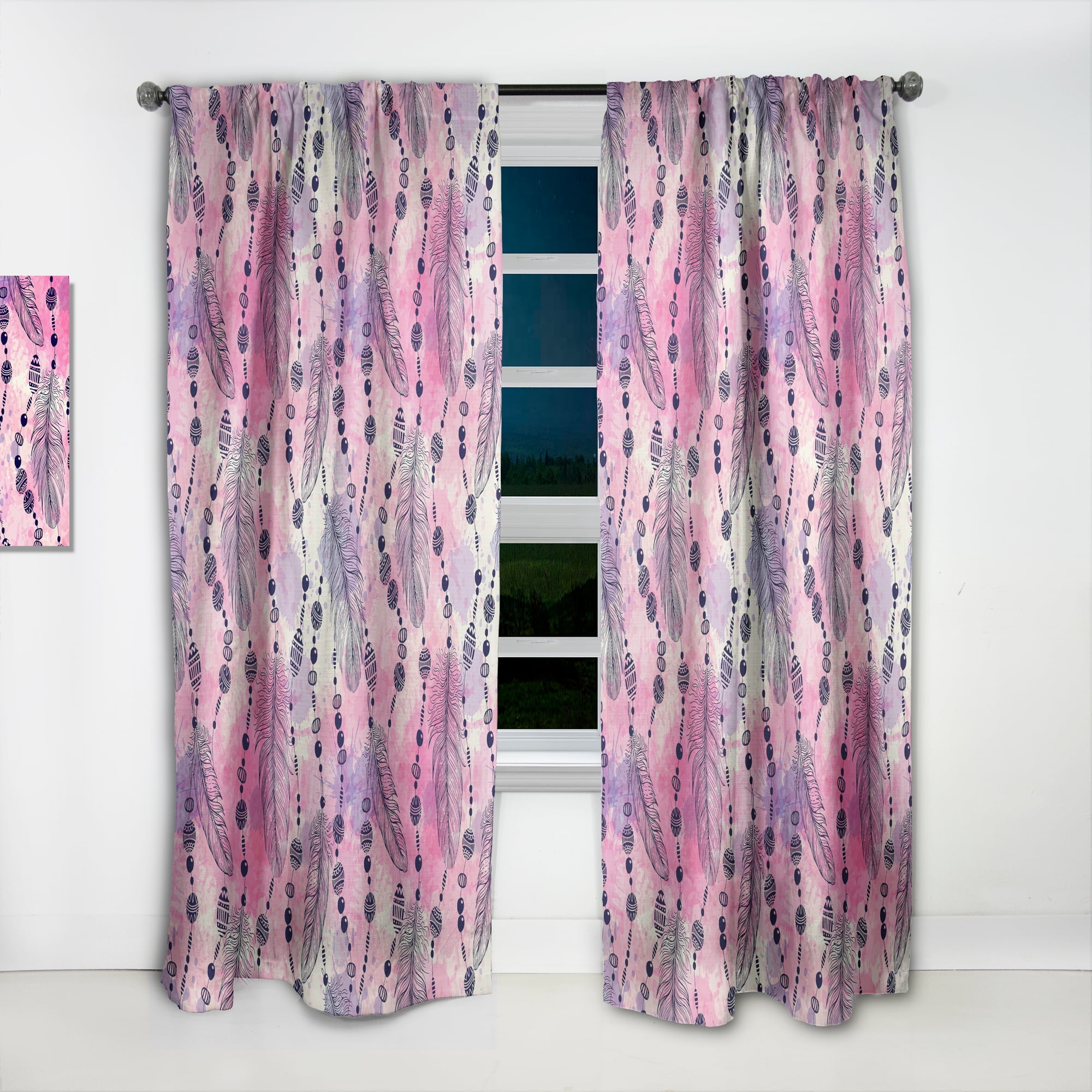 Designart 'Bird Feathers III' Abstract Curtain Panel