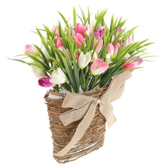 Tulip Door Wreath Basket Wall Hanging Flower Home Decoration Garland Ornaments