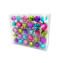 60 Pack Lime Green Hot Pink Purple and Aqua Assorted Ball and Onion Ornaments