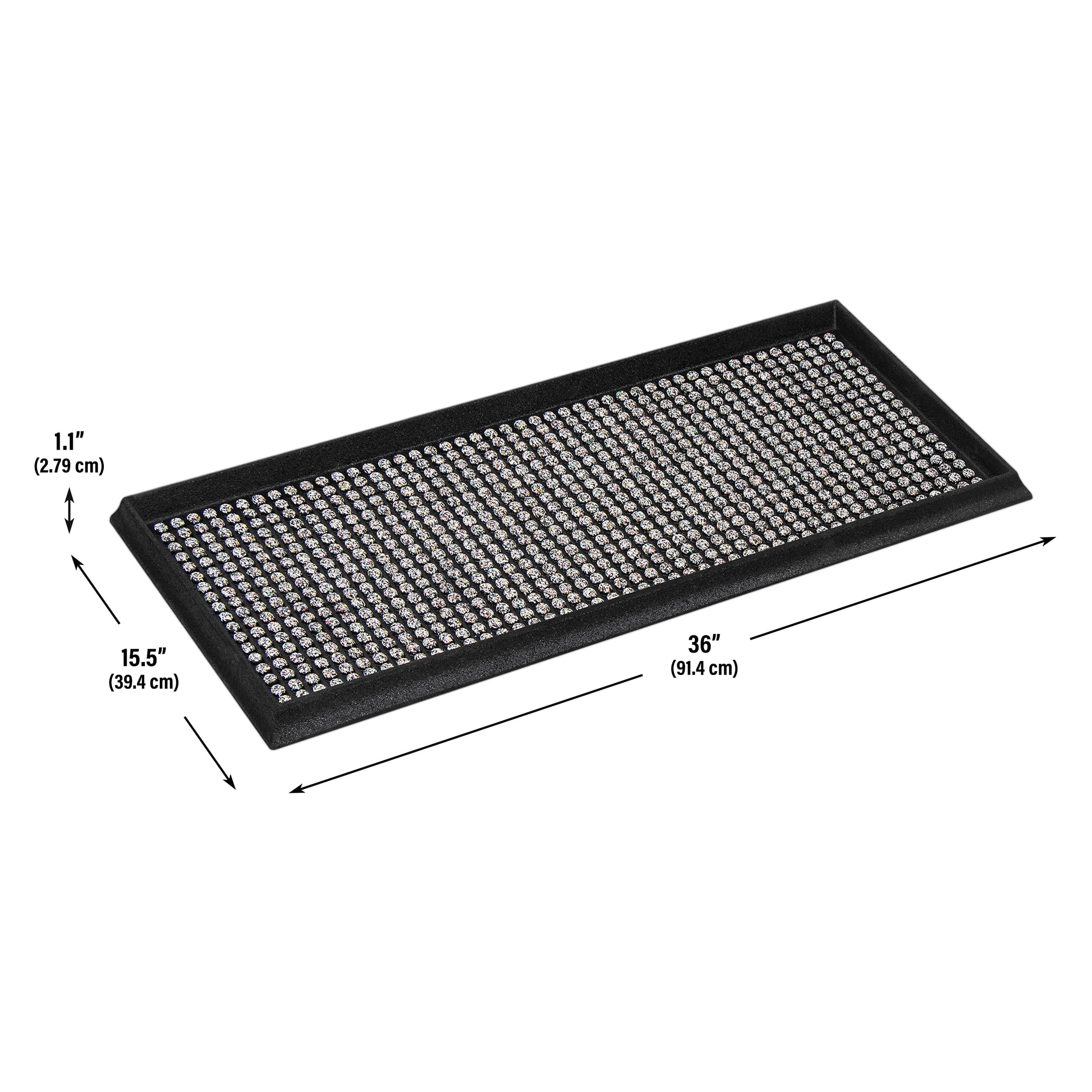 Apache Mills Black Endurance Indoor Outdoor Rubber Boot Tray made with Nike Grind, 15"x36"