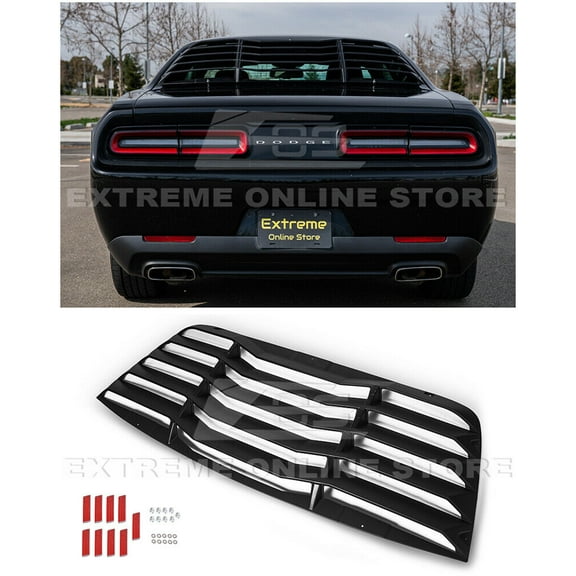 Replacement For 2008-Present Dodge Challenger Models | EOS Track Performance ABS Plastic Primer Black Rear Window Louver Sun Shade Cover LOUVER-226-ABS