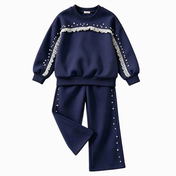 enyan Girl Sweatshirt Outfits Fall Winter Long Sleeve Sweat Shirt Tops Jogger Pant Clothing Set Toddler Girl Clothes Black,3-4 Years
