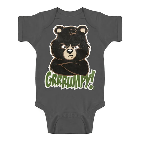 Toddlers Grrrumpy Bear Bodysuit - Charcoal - 6 Months
