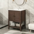 thumbnail image 3 of 24"Bathroom Vanity with Sink Combo,Modern Sleek Bathroom Vanities with Elegant Ceramic Sink,Solid Wood Bathroom Sink Storage Containers Frame,Open Style Shelf for Small Space, 3 of 9