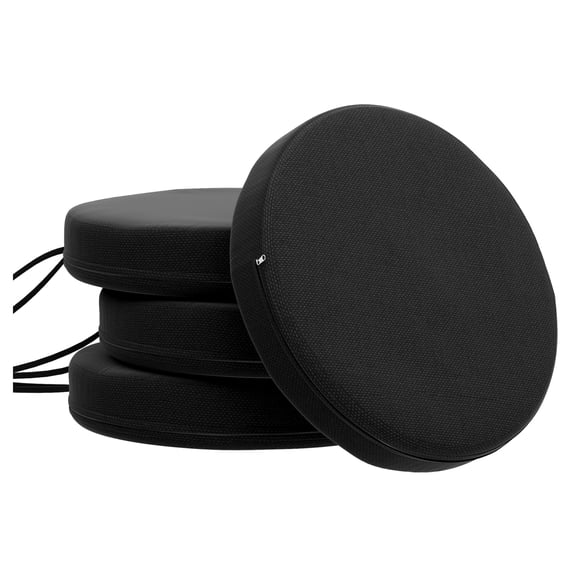 Patio Chair Cushions Set of 4, 15 Inch Round Seat Cushions for Outdoor Dining Chairs, Machine Washable Black