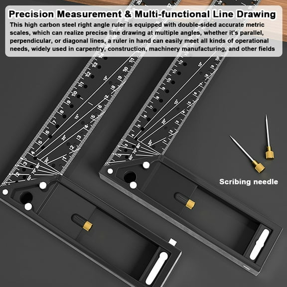 Right Angle Ruler,Precise Scale Handle 90 Lines Scriber And Alloy Carbon Steel