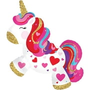 PMU Valentine's Unicorn Balloons 10 Inch Pre-Inflated with Cup and Stick Pkg/3