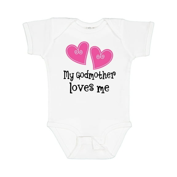 Inktastic My Godmother Loves Me Hearts Girls Baby Bodysuit