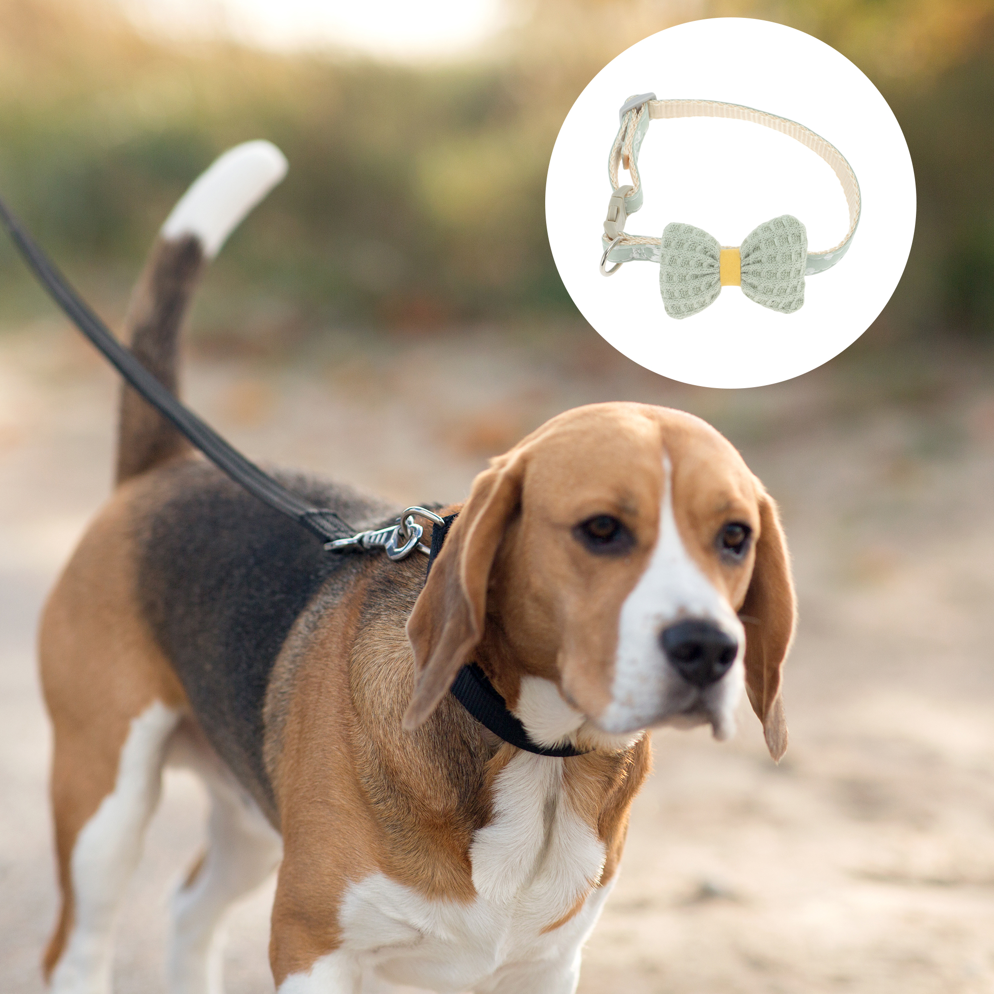 Unique Bargains Durable Light Green Bow Pet Collar for Dogs and Cats 1 Piece
