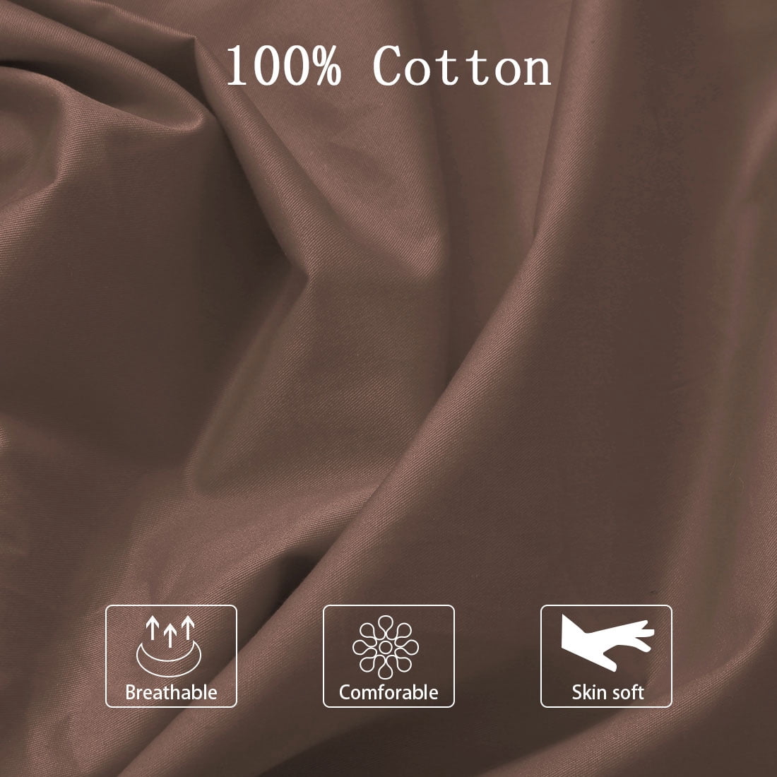 Unique Bargains Pillowcases 2 Pack 100% Cotton Body Pillow Covers Coffee 20" x 48"