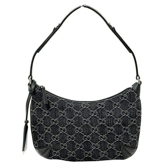 Pre-Owned Gucci Women's GG Denim Horsebit Shoulder Bag in Black and Grey Leather... (Good)
