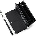 thumbnail image 3 of Huztencor Long Wallet for Men Leather Credit Card Holder RFID Blocking Bifold Mens Checkbook Cover Passport Travel Wallet with Zipper and Wrist Strap Carbon Fiber Black, 3 of 7