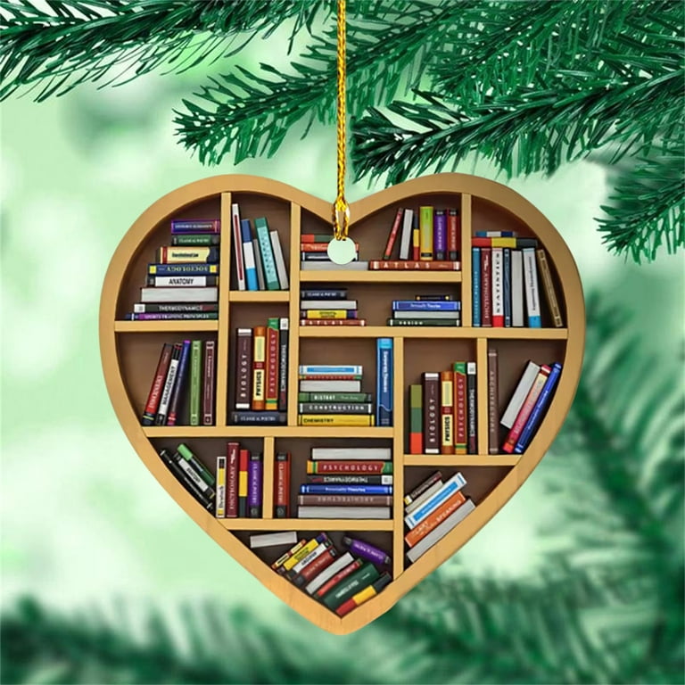 Book Lovers Ornament Acrylic Reading Book Globe Ornament Love Bookish Decor Librarian Gifts for Christmas Holiday New Year Party Xmas Tree