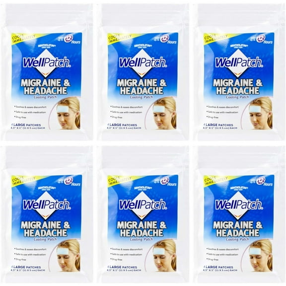 WellPatch Migraine & Headache Cooling Patch 4 ea (Pack of 6)