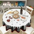 thumbnail image 6 of Christmas Round Tablecloth 60 Inch Winter Christmas Trees Snowflake Black and Red Buffalo Plaid Table Cloth Christmas Holiday Polyester Circle Table Cover for Dining Room Home Decor, 6 of 7
