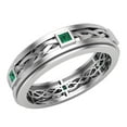 thumbnail image 1 of Wedding Bands for Men 7 MM Princess Cut Emerald 14K White Gold 0.60 CTW, 1 of 5