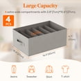thumbnail image 2 of Lifewit Wardrobe Organizer Clothes, Jean Organizers for Closet with Support Board 3 Compartment Foldable Closet Drawer Storage 15.7*11.8*6.7 Inches for Pants, T-Shirts, Sweater, Legging, 4-Pack, 2 of 10