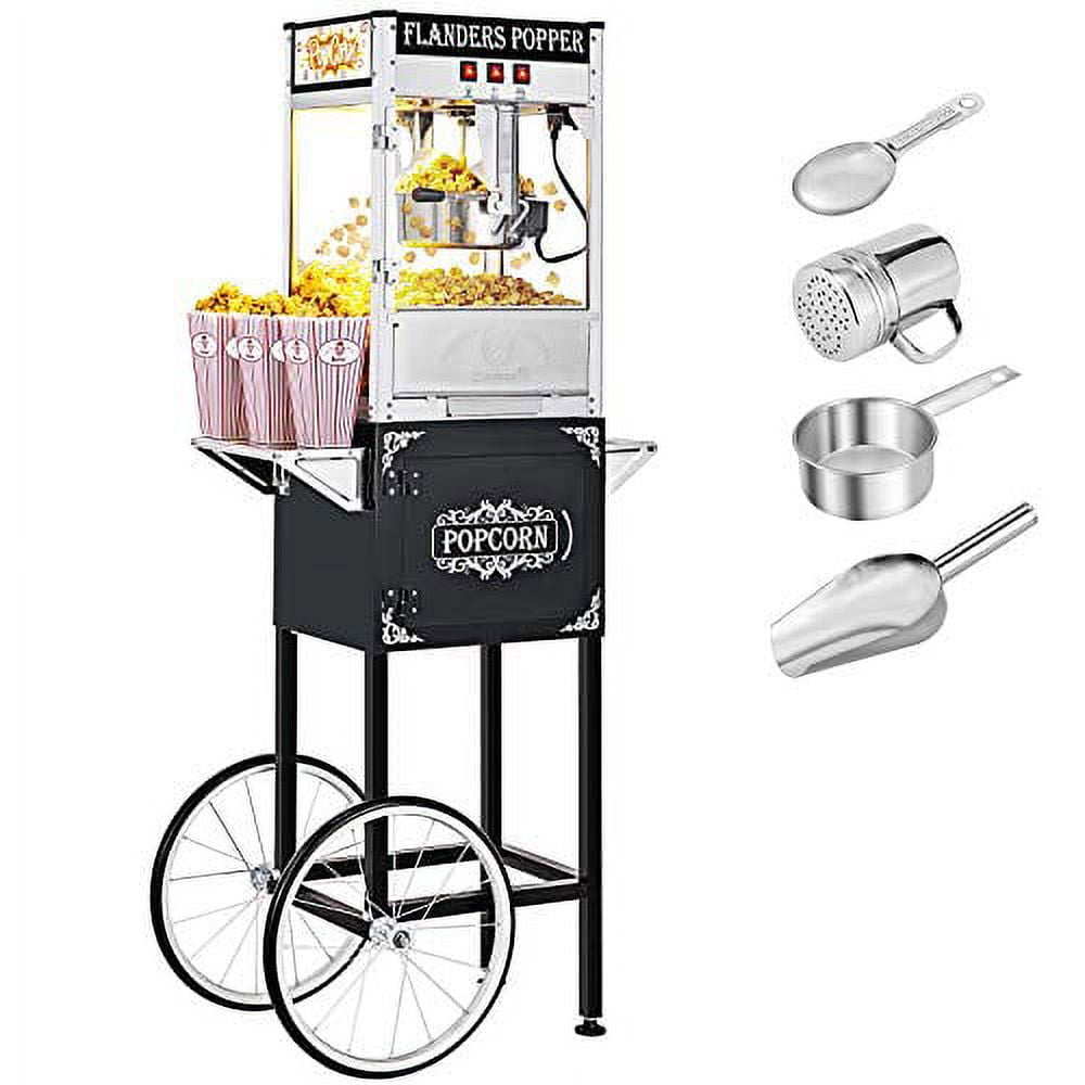 Kepooman Retro Single Door Popcorn Machine Full Machine with Cart (Black) Kepooman Retro Single Door Popcorn Machine Full Machine with Cart (Black)