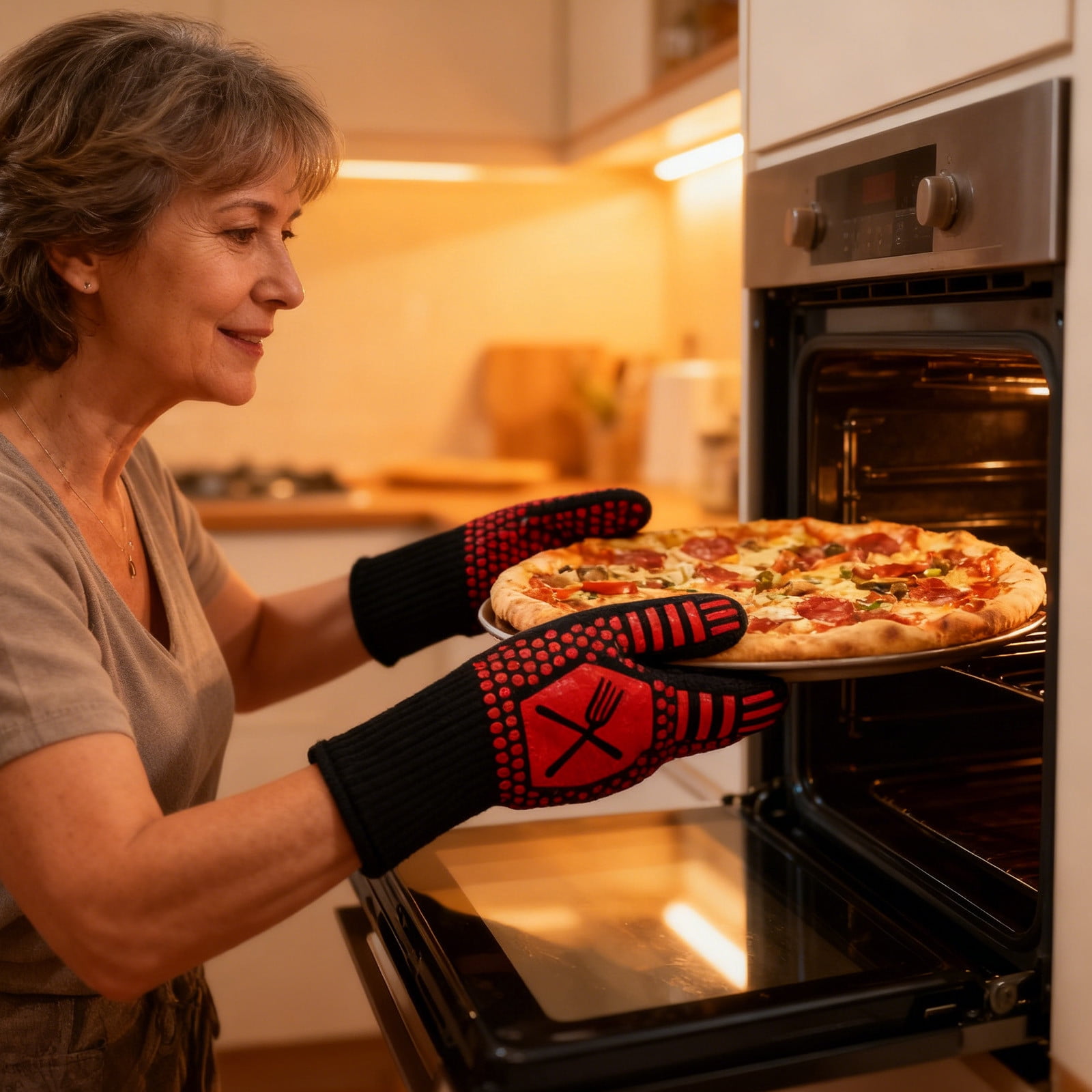 Fufafayo Oven Mitts Heat-Resistant Gloves for Ovens And Microwaves, High-Temperature Protective Gloves for Handling Hot Pots Pans, Kitchen Cooking BBQ Baking Grilling Essentials