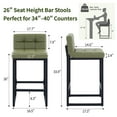 thumbnail image 3 of FIRAVOE Bar Stools Set of 3, Counter Height Bar Stools (Low Back)(Thickened Frame) 26" PU Leather Barstools Bar Chairs for Kitchen Island, Green, 3 of 9