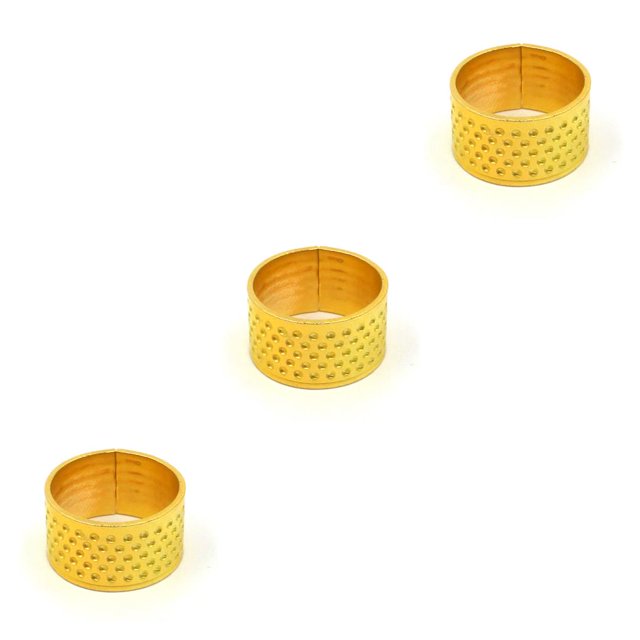 bedienty Knitting Rings Finger for Protection Thimble Adjustable Sewing Loop Specially-designed Crochet Tools for Home Yarn Crafts Thicken Gold Ring 3Set