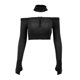 thumbnail image 4 of TRKIYQC Suéter corto de punto de manga larga con hombros descubiertos y cuello para mujer TRKIYQC moda, 4 of 10