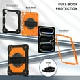 thumbnail image 4 of ELEHOLD Rugged Hybrid Case For iPad Pro 13 2024, with Built-in Kickstand 360° Rotating Handstrap Pencil Holder Crossbody Shoulder Strap Shockproof Heavy Duty Case, Black+Orange, 4 of 10