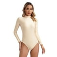 thumbnail image 3 of Zaldita Women's Ballet Dance Leotard Mock Turtleneck Long Sleeve Gymnastic Bodysuit Dancewear Nude XL, 3 of 7