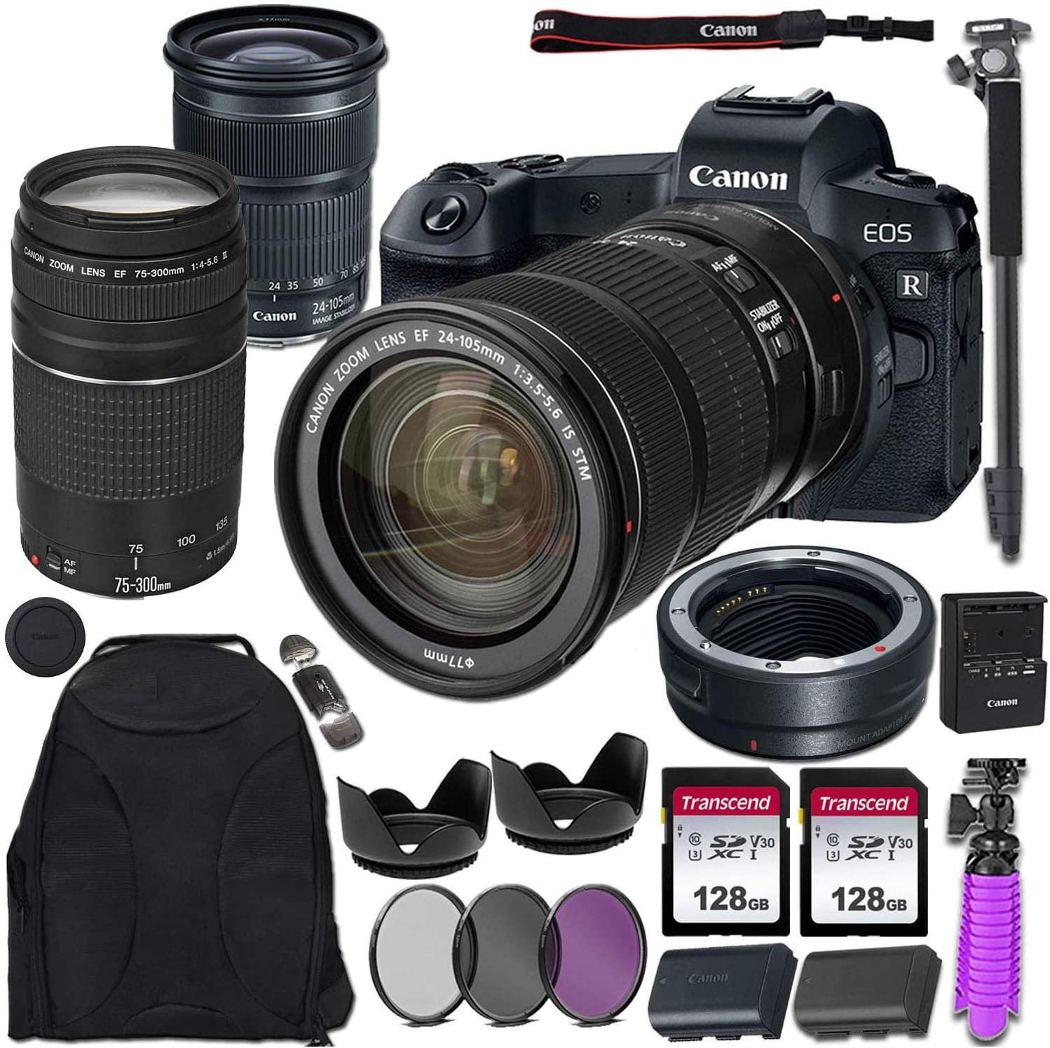 Canon EOS R Mirrorless Digital Camera with EF 24105mm STM & EF 75