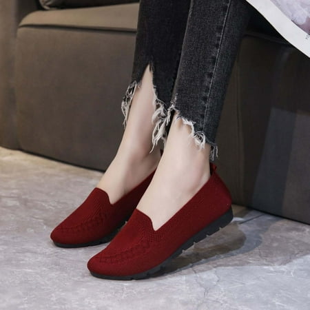 

Josdec Womens Shoes Clearance Solid Color Round-Toe Flats Shoes Lightweight Soft Sneakers Shoe