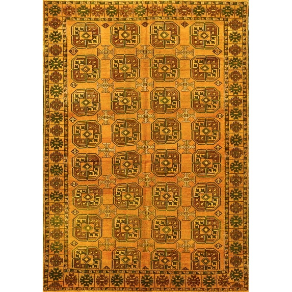 Ahgly Company Indoor Rectangle Southwestern Yellow Country Area Rugs, 8' x 12'