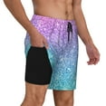 thumbnail image 2 of Gaeub Multicolor Glitter Print Mens Swim Trunks with Compression Liner,Board Shorts Quick Dry,Beach Swimwear with Pockets-3X-Large, 2 of 6
