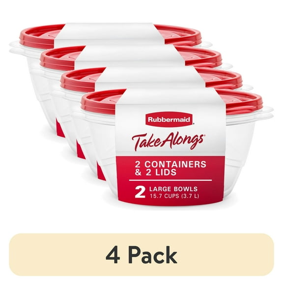 (4 pack) Rubbermaid TakeAlongs Serving Bowl Food Storage Containers, 15.7 Cup, 2 Count, A Practical Choice for Dry Goods and Bulk Ingredients