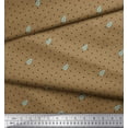 thumbnail image 3 of Soimoi Brown Cotton Voile Fabric Leaves & Dots Print Fabric by Yard 42 Inch Wide, 3 of 3