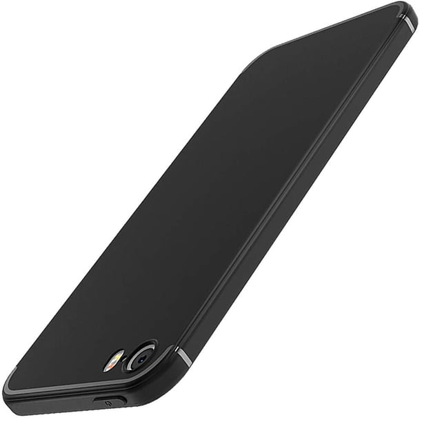 Funda Protectora Ultrafina QWYJ para Apple iPhone 5s 5 SE Negro Matte Minimalista TPU Suave