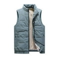 thumbnail image 3 of BiZtdJrK Fleece Lined Vest for Men Big and Tall Stand Collar Winter Warm Vests Zip Up Sleeveless Solid Casual Jackets with Zipper Pockets Green XXXXXL, 3 of 10