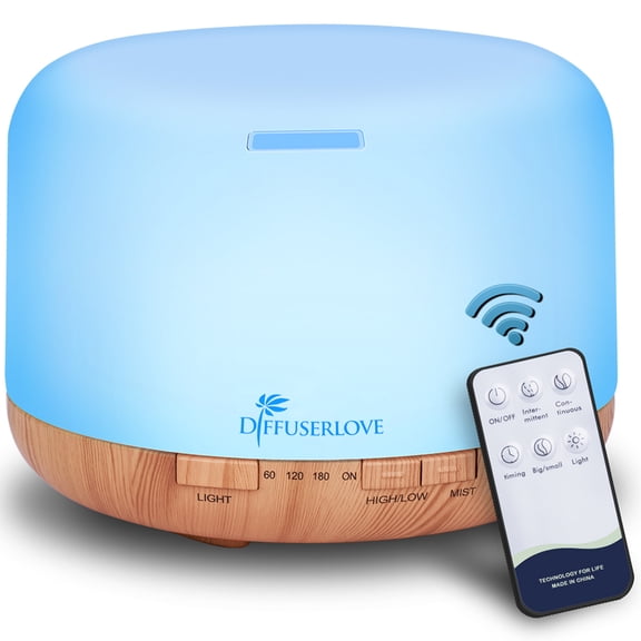 500 ml Essential Oil Diffuser With Remote, 7-Color LED Lights, Timer And Automatic Off, Aromatherapy, Meditation And Sleep Yoga, Suitable For Bedrooms And Offices