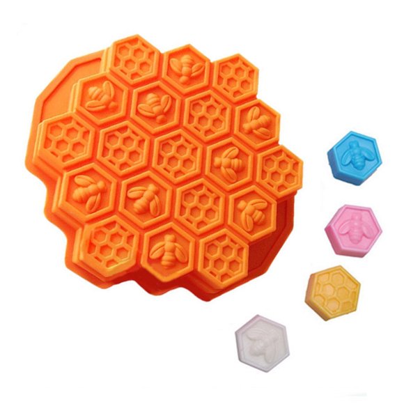 WIFKLSIIPG Moule à Gâteau Nid d'Abeille Moule à Savon Moule en Silicone Flexible Moule à Chocolat (Orange)