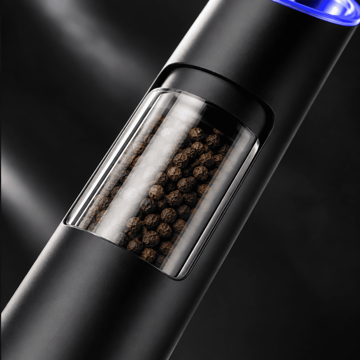 Electric Gravity Salt and Pepper Grinder - Battery-Powered, One-Hand Operation, Adjustable Coarseness, LED Indicator