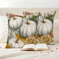 thumbnail image 3 of White Pumpkins Fall Outdoor Waterproof Pillow Covers, Thanksgiving Botanical Sunflower Vintage Decorative Square Throw Pillowcase Sofa Cushion Sham for Patio/Couch/Chair, 24"x24" 2 Pack, 3 of 8