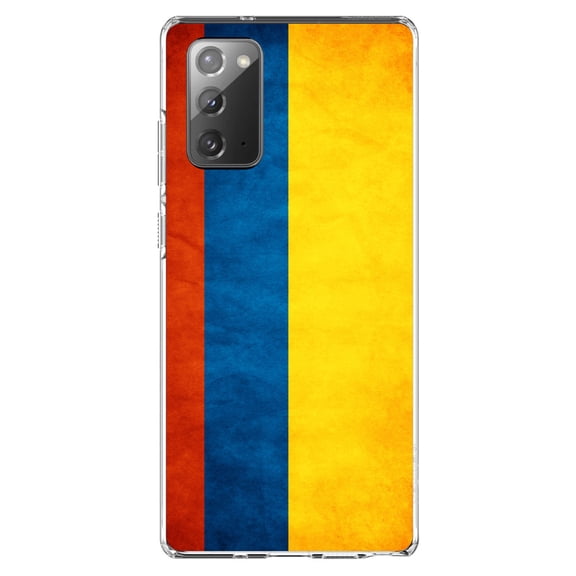 DistinctInk Clear Shockproof Hybrid Case for Galaxy Note 20 ULTRA (6.9" Screen) - TPU Bumper, Acrylic Back, Tempered Glass Screen Protector - Colombia Old Flag - Colombia