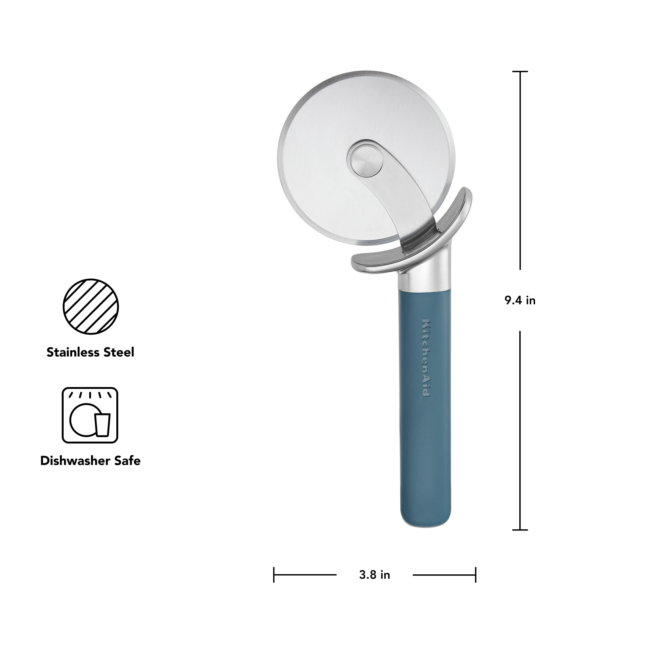 KitchenAid Stainless Steel Pizza Cutter Wheel with Finger Guard and Ergonomic Handle, Agave