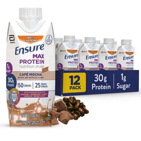 Ensure Max Protein Nutrition Shake, Cafe Mocha, 11 fl oz, 12 Count